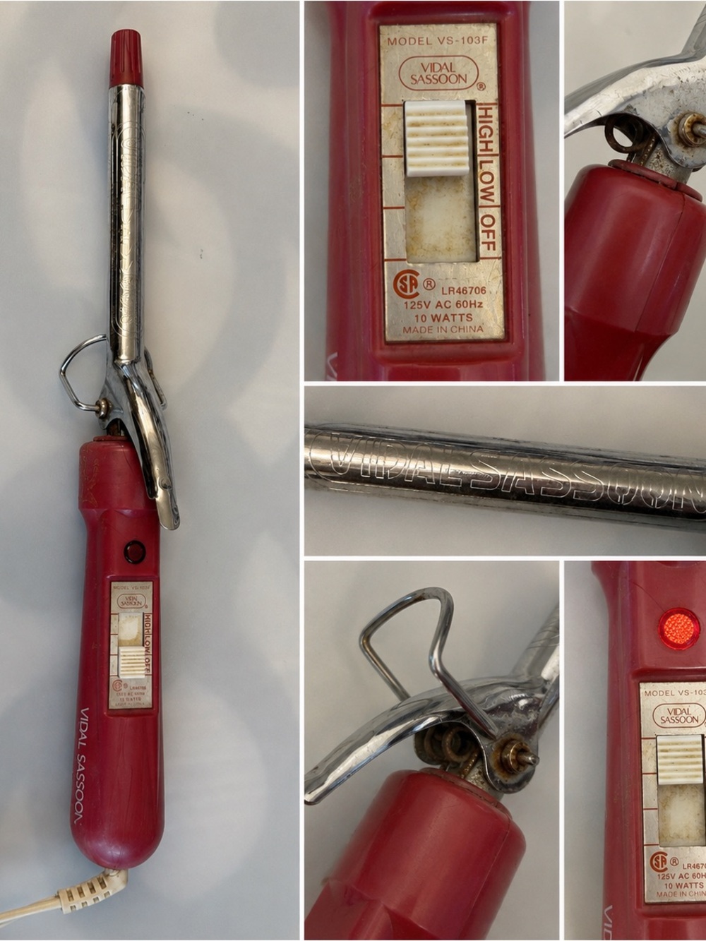 VTG Vidal Sassoon Red Curling Iron - Classic Styling Tool